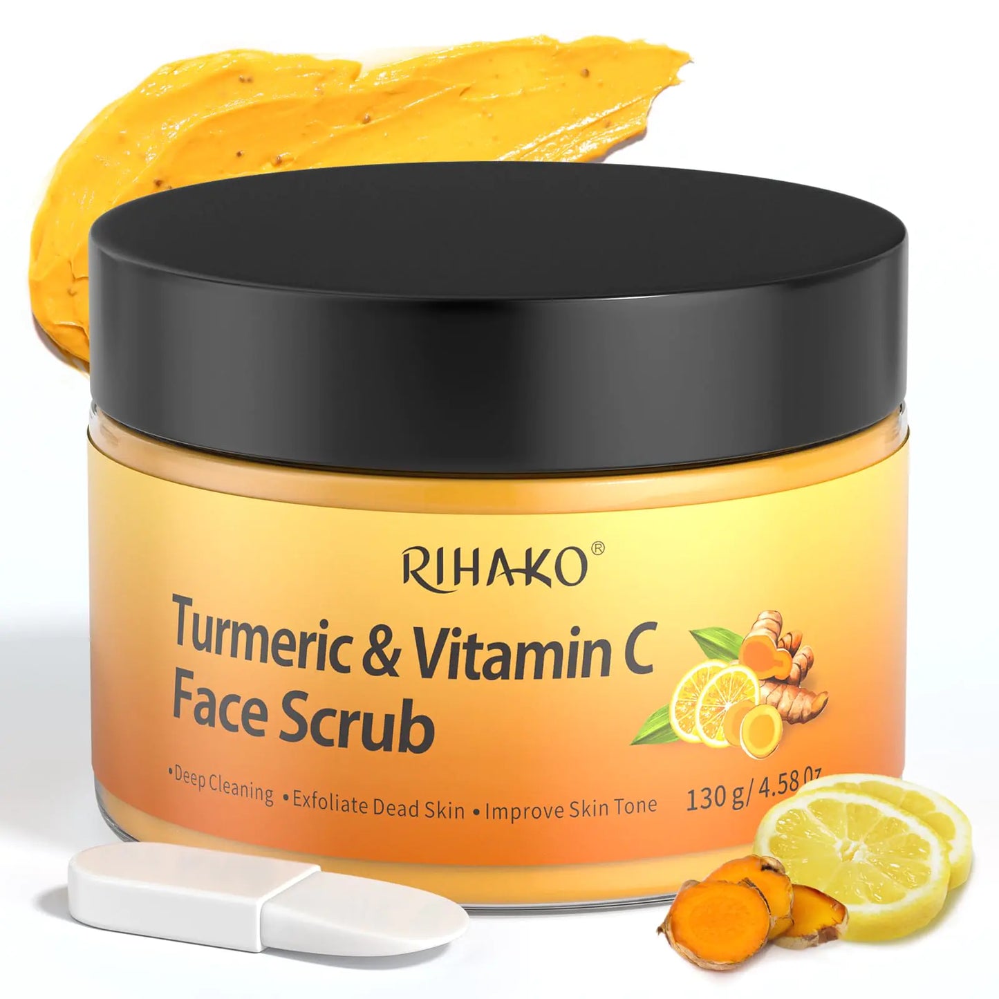 Turmeric Vitamin C Face Scrub-Turmeric Exfoliating Facial ScrubVitamin C Scrub Microdermabrasion Facial Scrub Exfoliating Face Scrub For Remove Dead Skin Dark Spots Clear Pores 4.58 oz